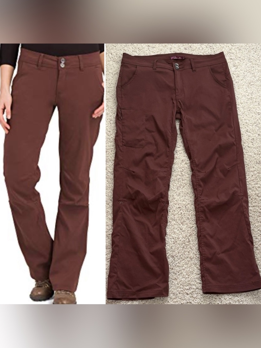 prAna Halle Pants - 12 Reg - Wedged Wood Bootcut Relaxed Fit